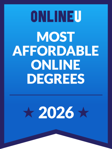 “OnlineU 2026 Most Affordable Online Degrees” graphic.