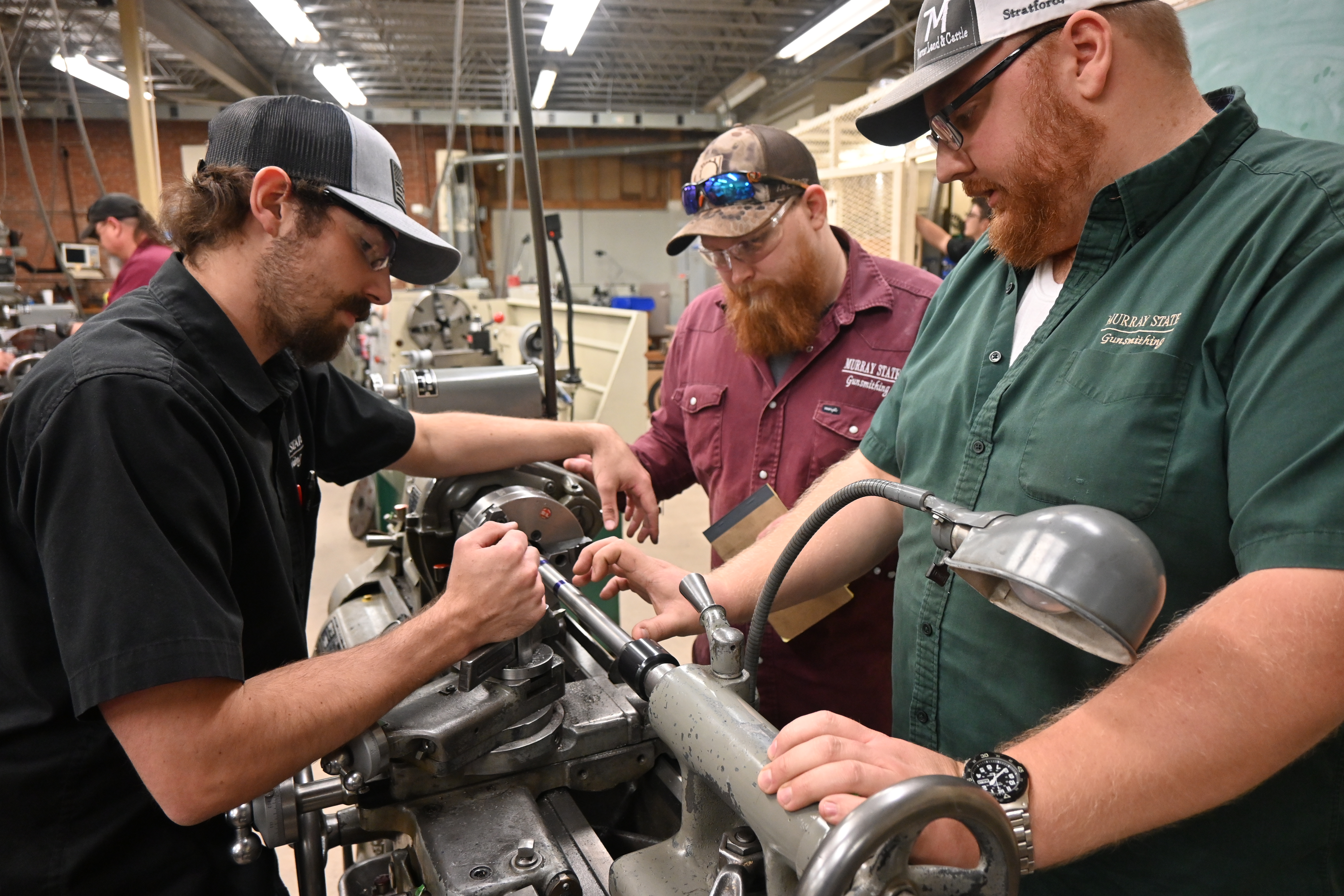 Gunsmithing student in machine shop